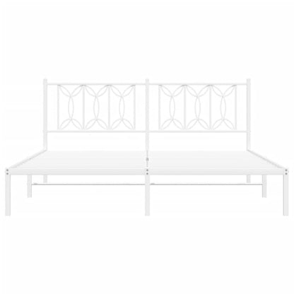 Metal Bed Frame without Mattress with Headboard White 183x213cm