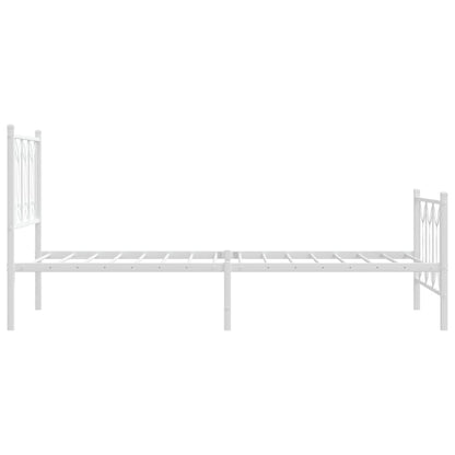 Metal Bed Frame without Mattress with Footboard White 75x190cm