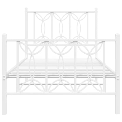 Metal Bed Frame without Mattress with Footboard White 90x190cm