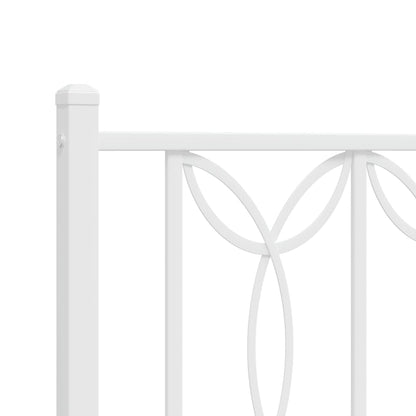 Metal Bed Frame without Mattress with Footboard White 90x190cm