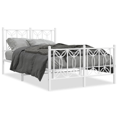 Metal Bed Frame without Mattress with Footboard White 120x200cm