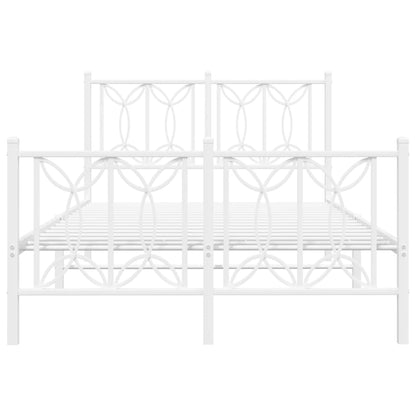 Metal Bed Frame without Mattress with Footboard White 120x200cm