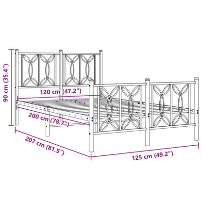 Metal Bed Frame without Mattress with Footboard White 120x200cm