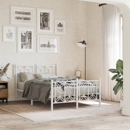 Metal Bed Frame without Mattress with Footboard White 120x200cm