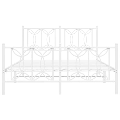 Metal Bed Frame without Mattress with Footboard White 135x190cm