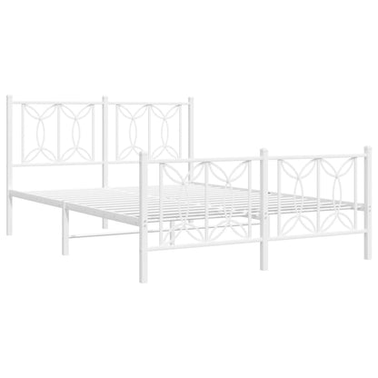 Metal Bed Frame without Mattress with Footboard White 140x190cm
