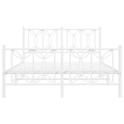 Metal Bed Frame without Mattress with Footboard White 140x190cm