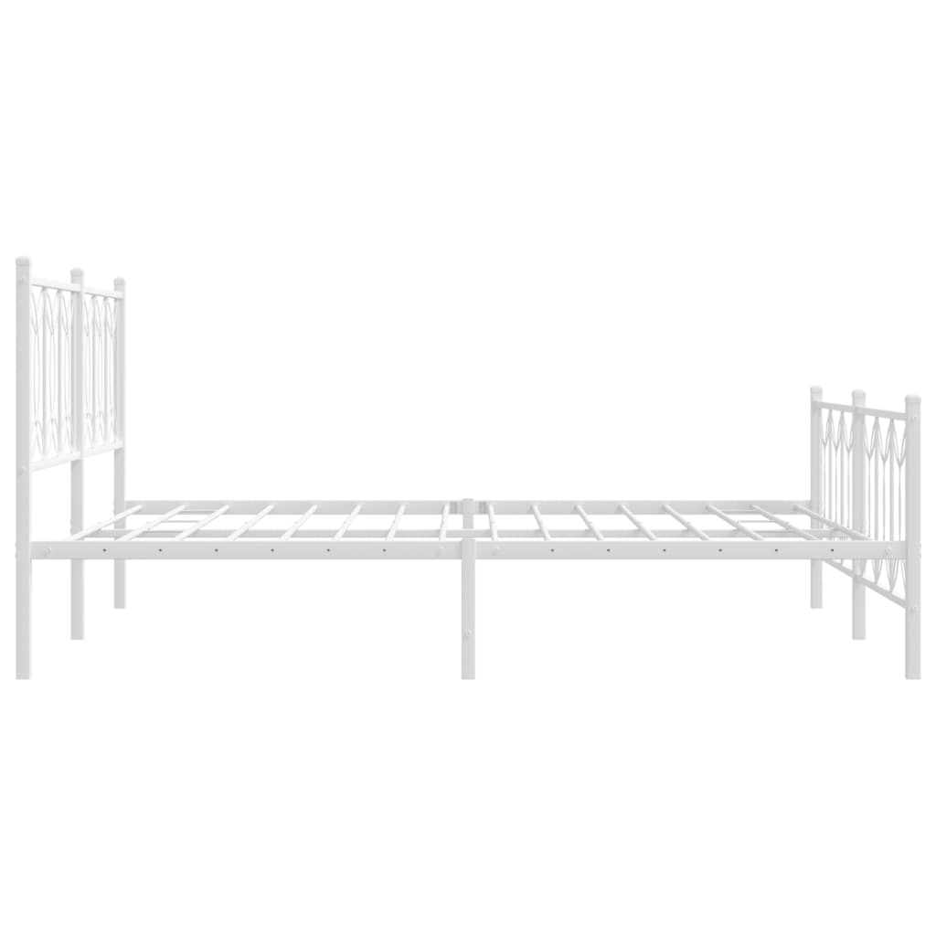 Metal Bed Frame without Mattress with Footboard White 160x200cm
