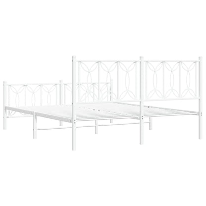 Metal Bed Frame without Mattress with Footboard White 160x200cm