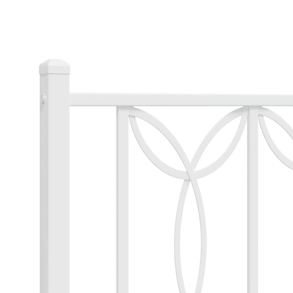 Metal Bed Frame without Mattress with Footboard White 160x200cm