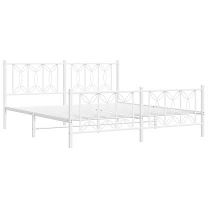Metal Bed Frame without Mattress with Footboard White 183x213cm