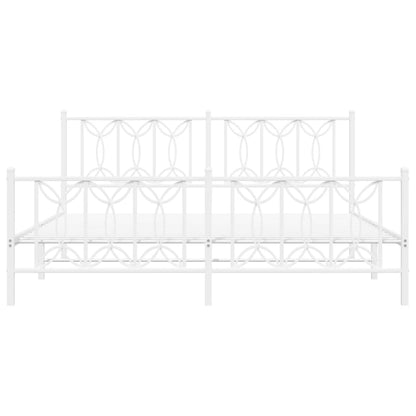 Metal Bed Frame without Mattress with Footboard White 183x213cm