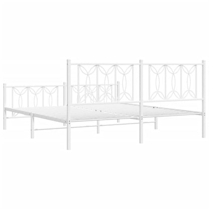 Metal Bed Frame without Mattress with Footboard White 183x213cm