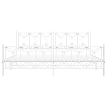 Metal Bed Frame without Mattress with Footboard White 193x203cm