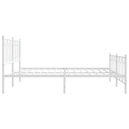 Metal Bed Frame without Mattress with Footboard White 200x200cm