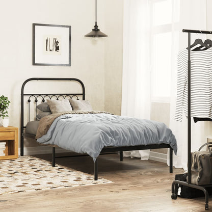 Metal Bed Frame without Mattress with Headboard Black 90x200cm
