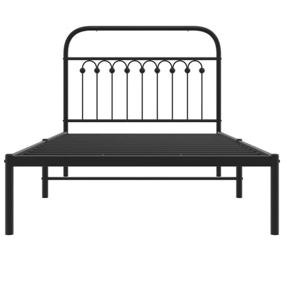 Metal Bed Frame without Mattress with Headboard Black 100x200cm