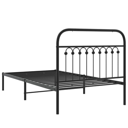 Metal Bed Frame without Mattress with Headboard Black 100x200cm