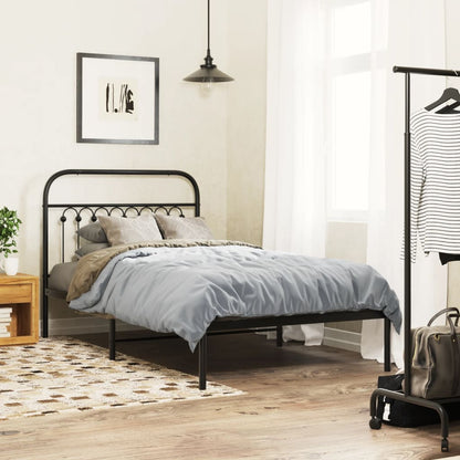 Metal Bed Frame without Mattress with Headboard Black 100x200cm