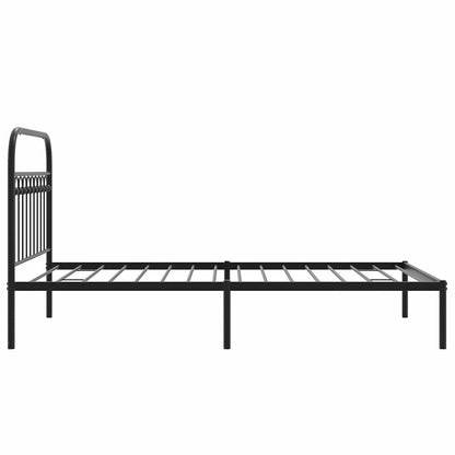 Metal Bed Frame without Mattress with Headboard Black 107x203cm