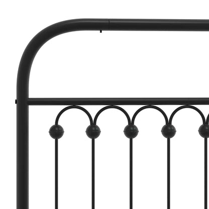 Metal Bed Frame without Mattress with Headboard Black 107x203cm