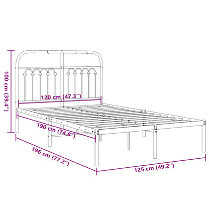 Metal Bed Frame without Mattress with Headboard Black 120x190cm