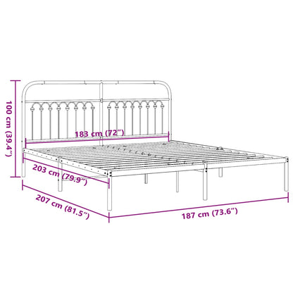 Metal Bed Frame without Mattress with Headboard Black 183x203cm