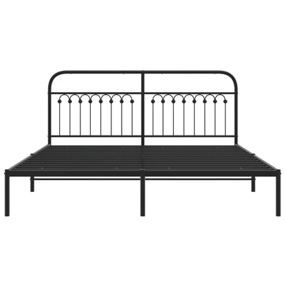 Metal Bed Frame without Mattress with Headboard Black 183x213cm