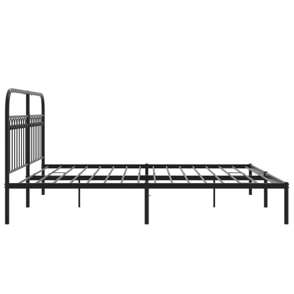Metal Bed Frame without Mattress with Headboard Black 183x213cm