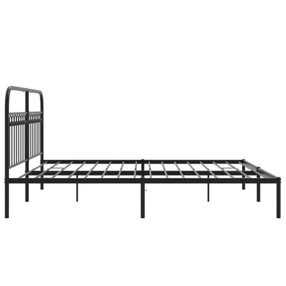 Metal Bed Frame without Mattress with Headboard Black 183x213cm