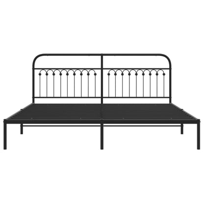 Metal Bed Frame without Mattress with Headboard Black 200x200cm