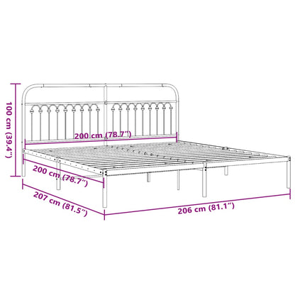 Metal Bed Frame without Mattress with Headboard Black 200x200cm