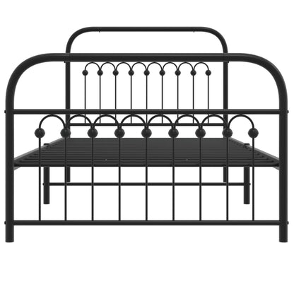 Metal Bed Frame without Mattress with Footboard Black 100x190cm