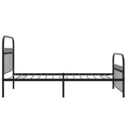 Metal Bed Frame without Mattress with Footboard Black 100x190cm