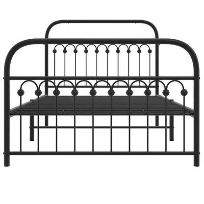 Metal Bed Frame without Mattress with Footboard Black 107x203cm