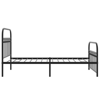 Metal Bed Frame without Mattress with Footboard Black 107x203cm