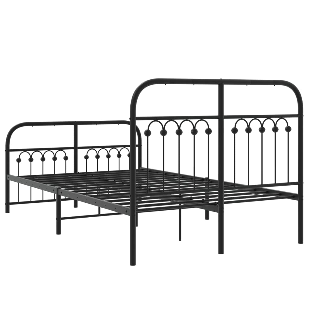 Metal Bed Frame without Mattress with Footboard Black 120x200cm