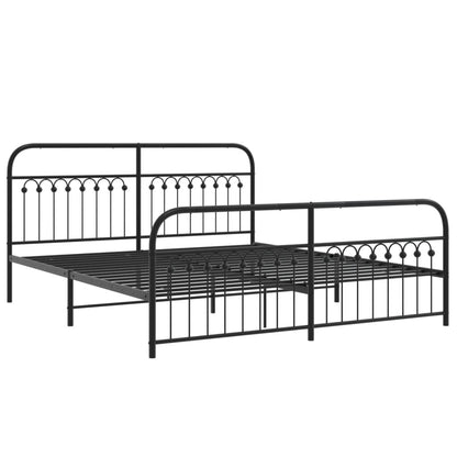 Metal Bed Frame without Mattress with Footboard Black 183x203cm