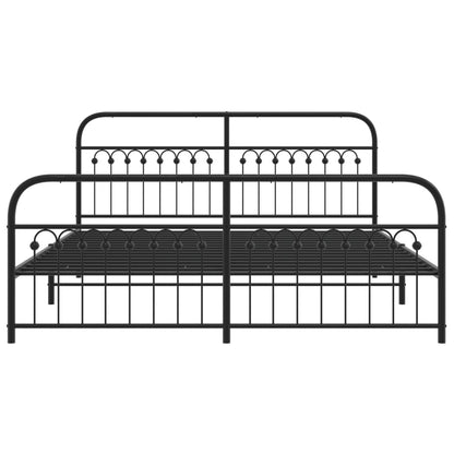 Metal Bed Frame without Mattress with Footboard Black 183x203cm