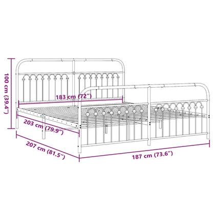 Metal Bed Frame without Mattress with Footboard Black 183x203cm