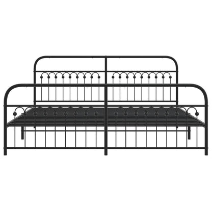 Metal Bed Frame without Mattress with Footboard Black 193x203cm