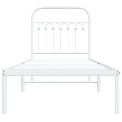 Metal Bed Frame without Mattress with Headboard White 75x190cm
