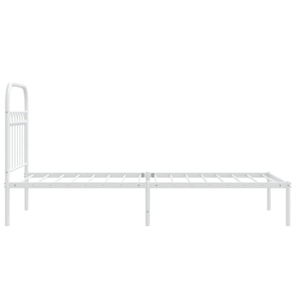 Metal Bed Frame without Mattress with Headboard White 75x190cm