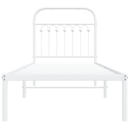 Metal Bed Frame without Mattress with Headboard White 80x200cm