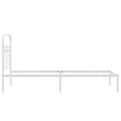 Metal Bed Frame without Mattress with Headboard White 80x200cm