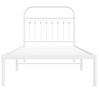 Metal Bed Frame without Mattress with Headboard White 90x190cm