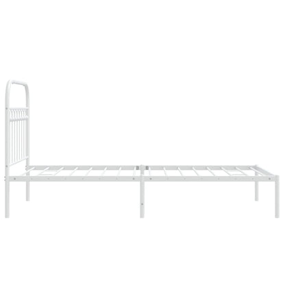 Metal Bed Frame without Mattress with Headboard White 90x190cm