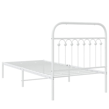 Metal Bed Frame without Mattress with Headboard White 90x190cm