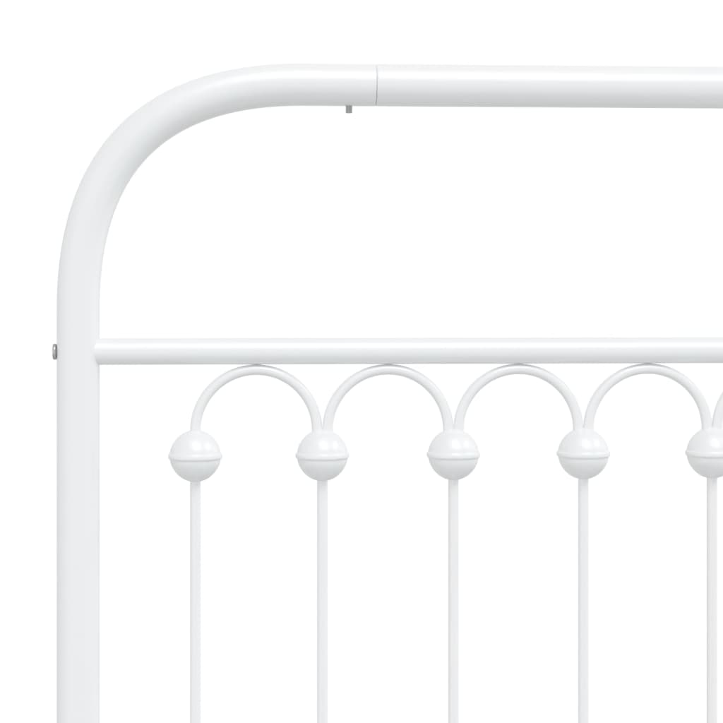 Metal Bed Frame without Mattress with Headboard White 90x190cm