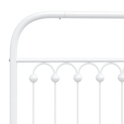 Metal Bed Frame without Mattress with Headboard White 90x190cm